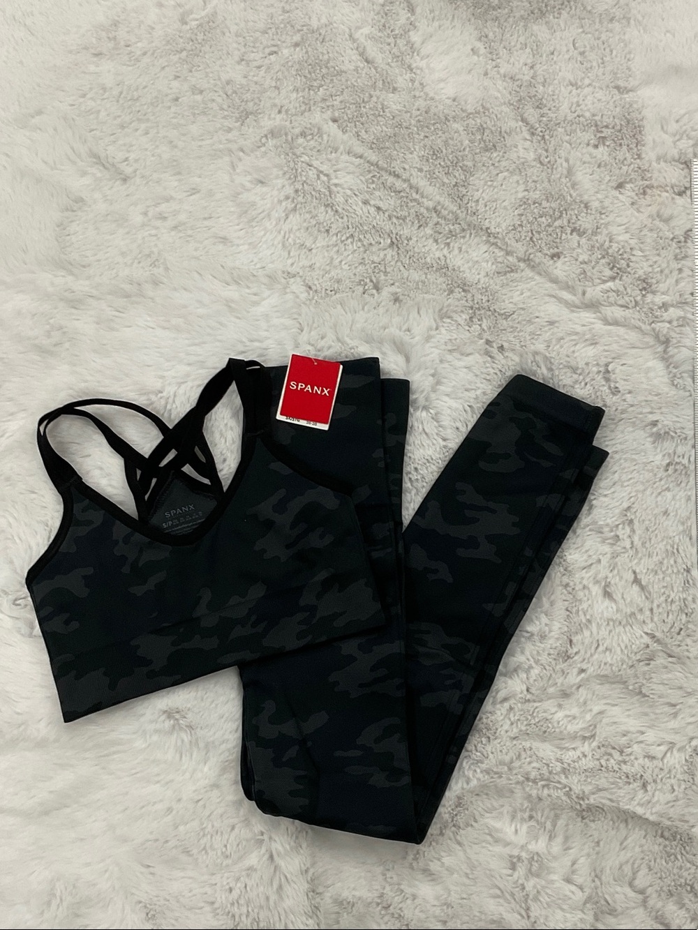 SPANX Black Camo Sports Bra and Leggings Set